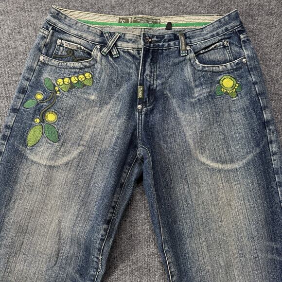 Rare Y2K Vintage LRG Double Sided Embroidered Jeans Grass Roots Men’s Size 36x32 - Picture 2 of 12